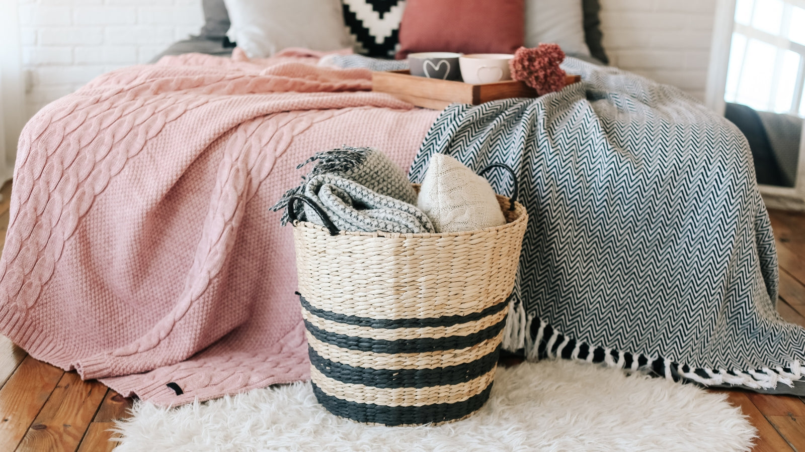 Pink and grey throws hot sale