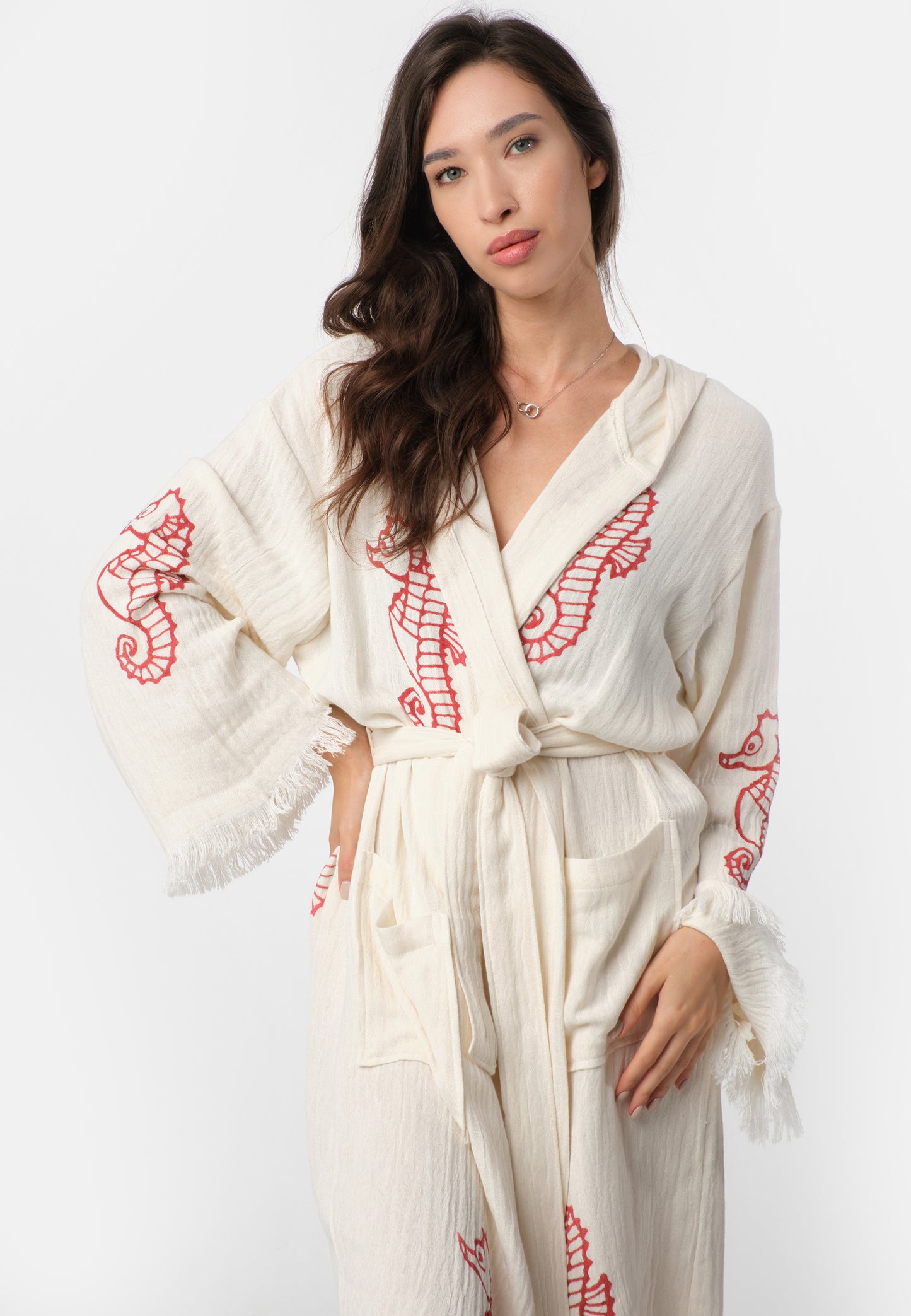 Nuvola Luxe Robe - Seahorse Red Wooden Stamp