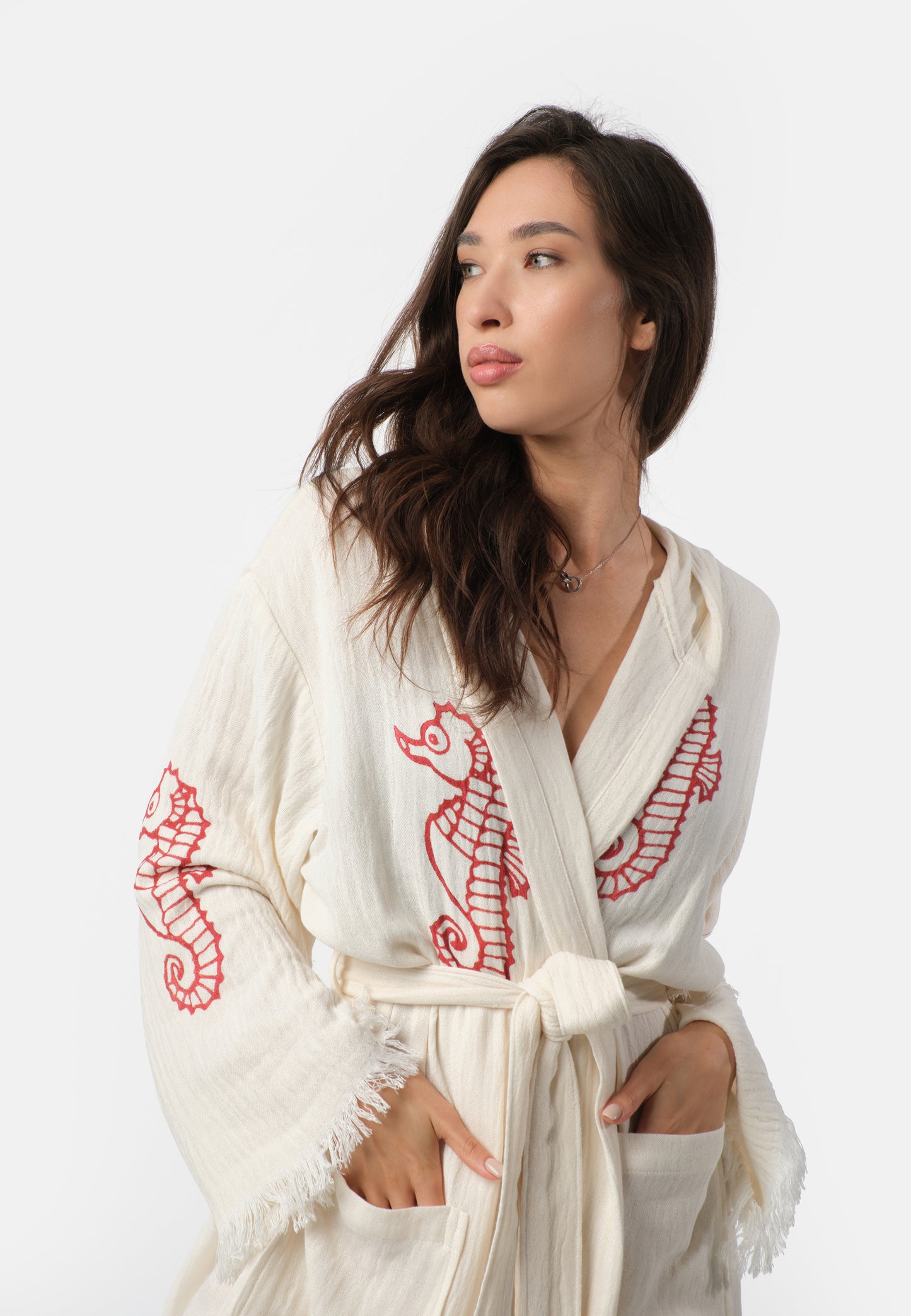 Nuvola Luxe Robe - Seahorse Red Wooden Stamp