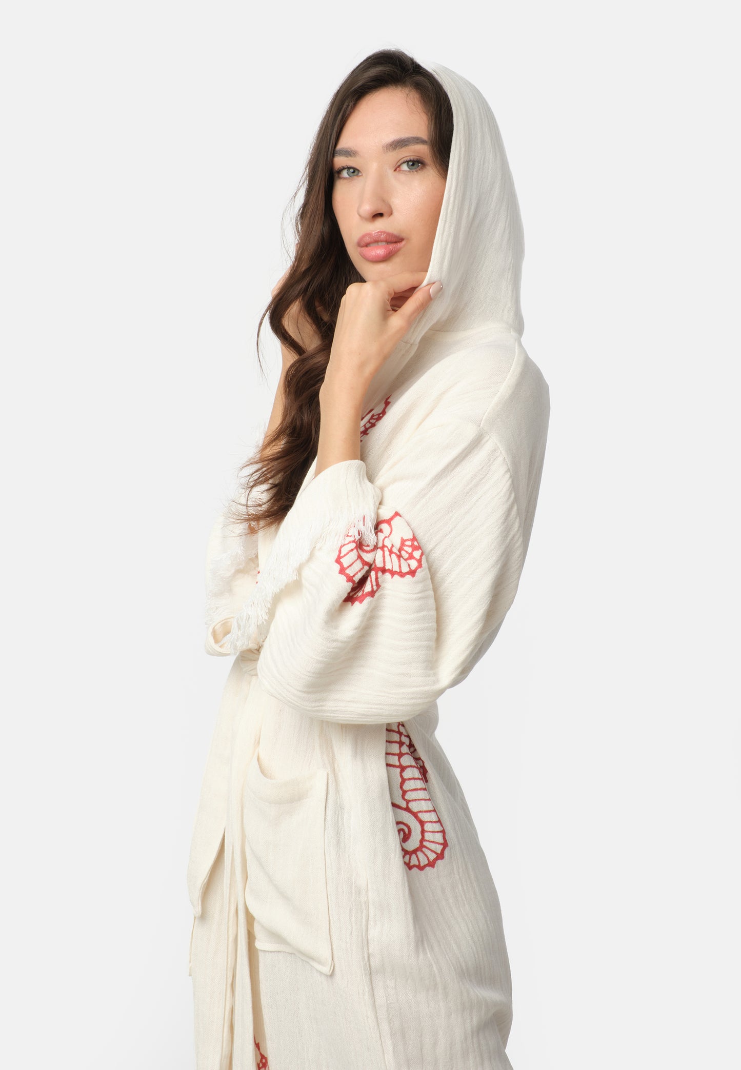 Nuvola Luxe Robe - Seahorse Red Wooden Stamp