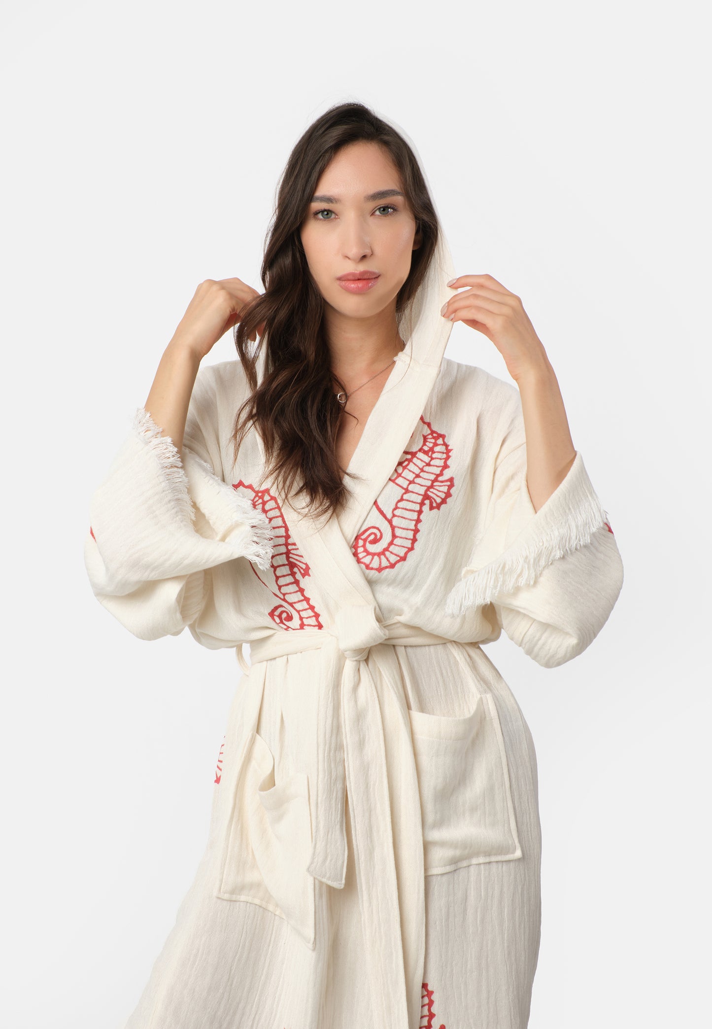 Nuvola Luxe Robe - Seahorse Red Wooden Stamp