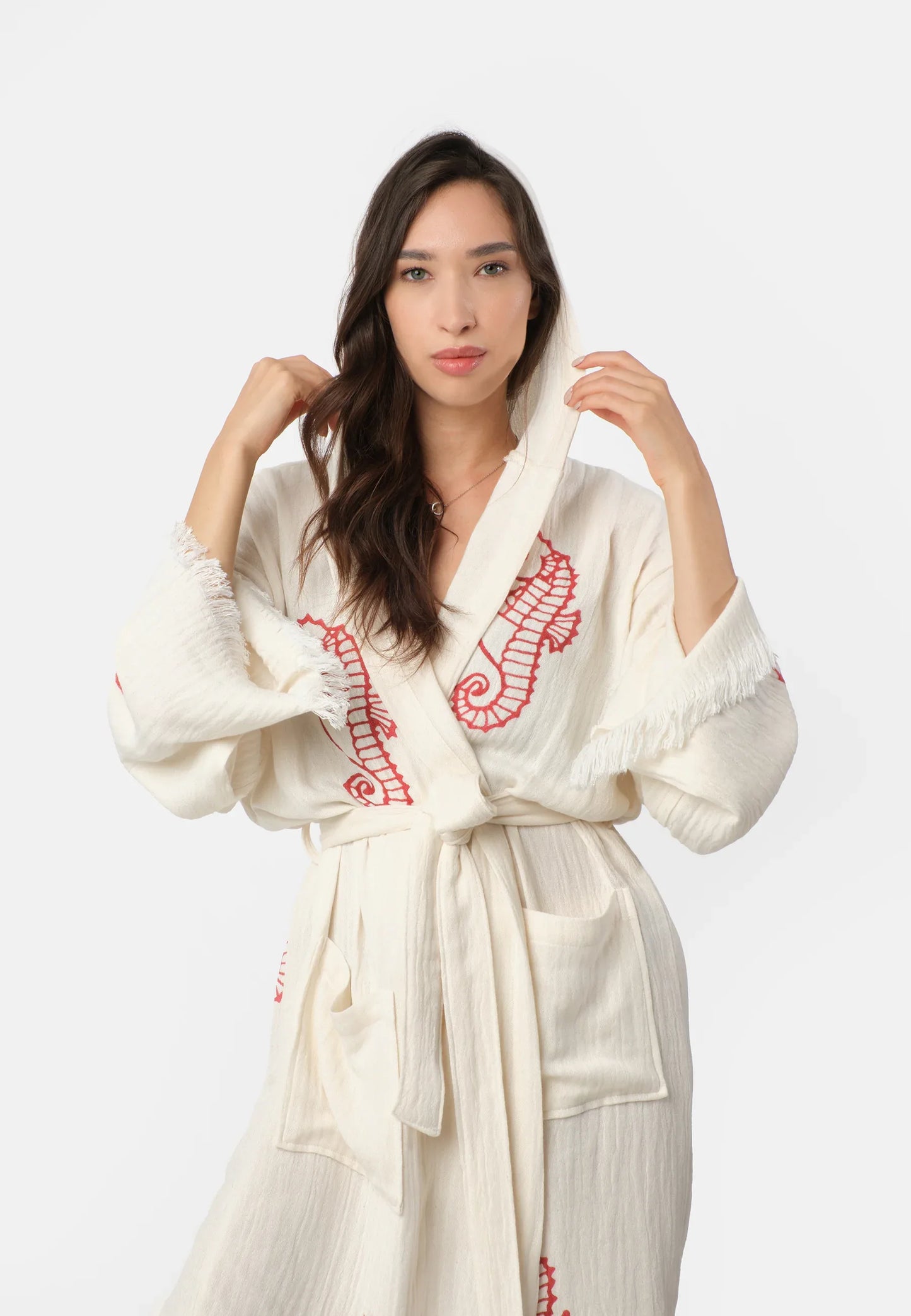 Nuvola Luxe Robe - Seahorse Red Wooden Stamp - Marsikoh
