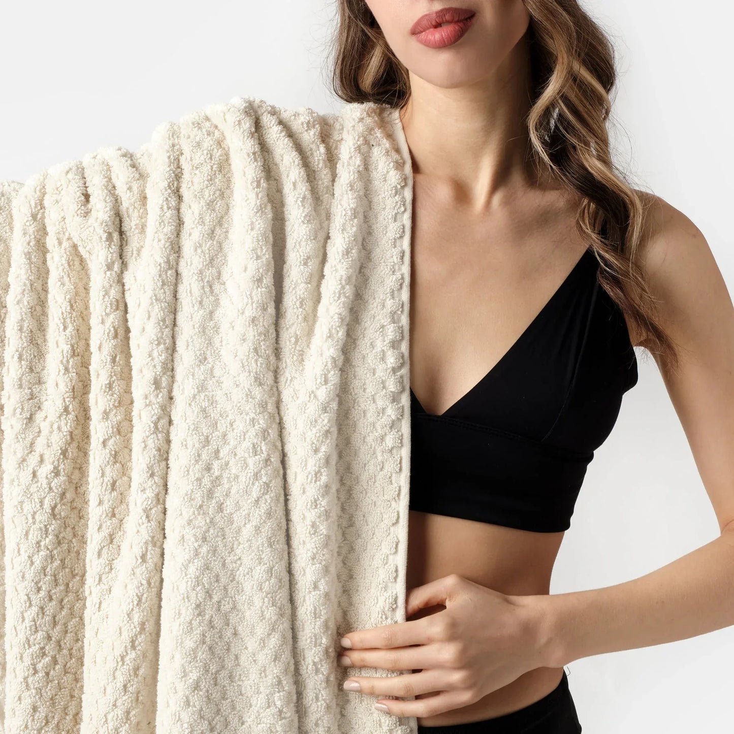 PomPom Terry Beach Bath Towel / Beige - Marsikoh