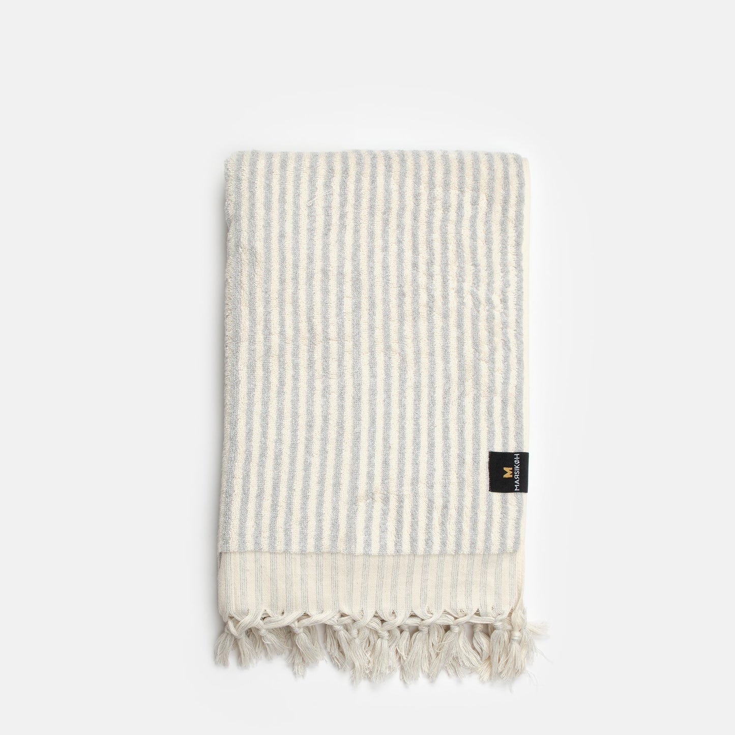 PomPom Striped Terry Beach Bath Towel / Grey