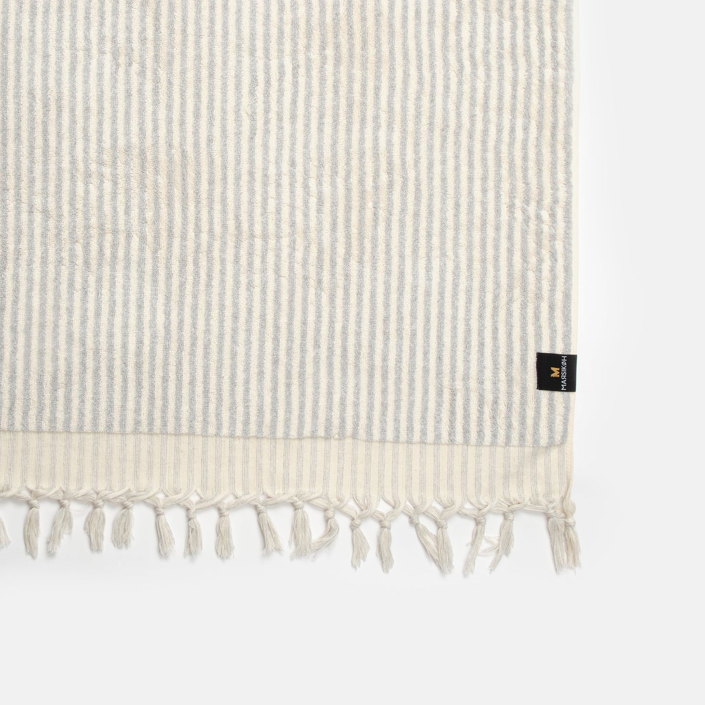 PomPom Striped Terry Beach Bath Towel / Grey