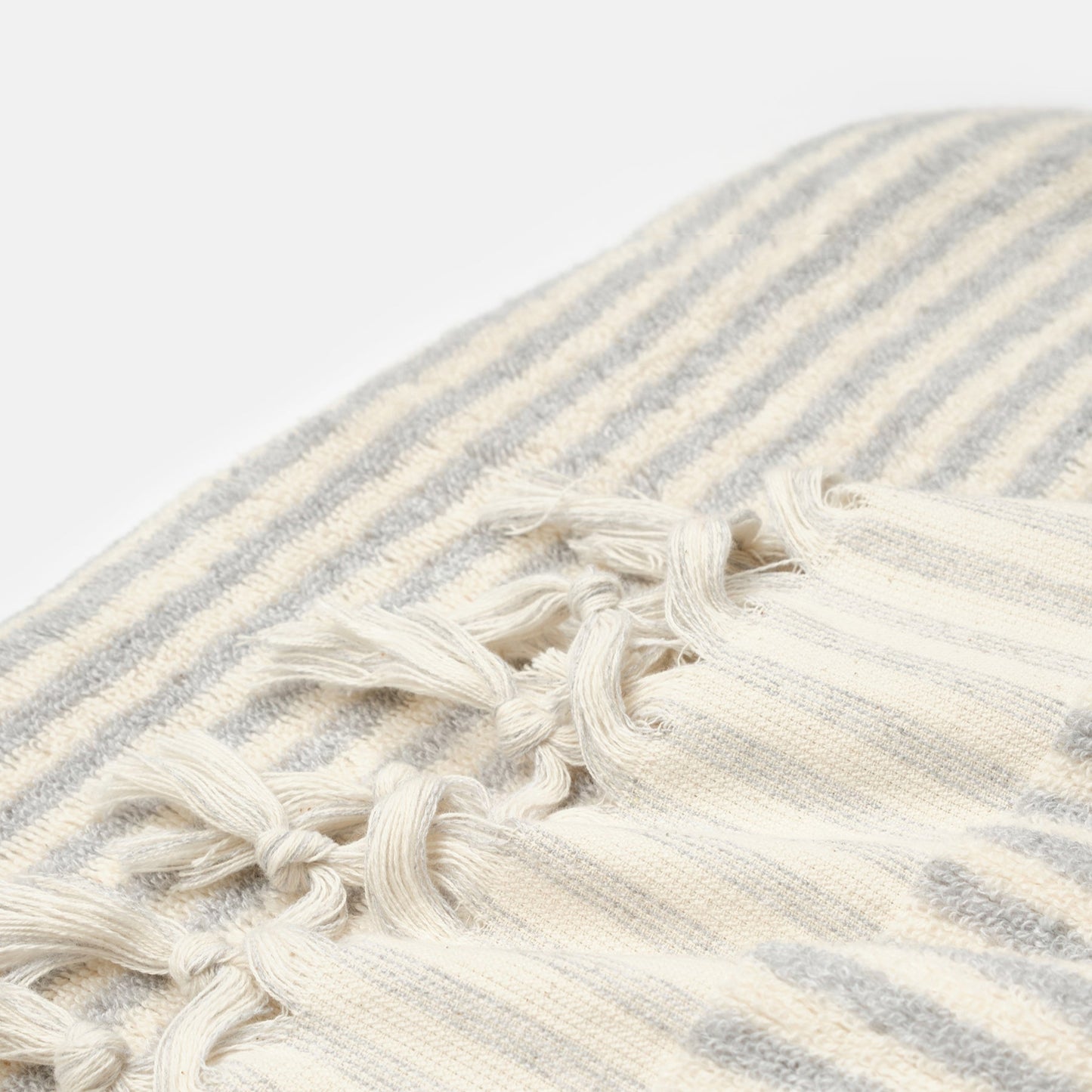 PomPom Striped Terry Beach Bath Towel / Grey