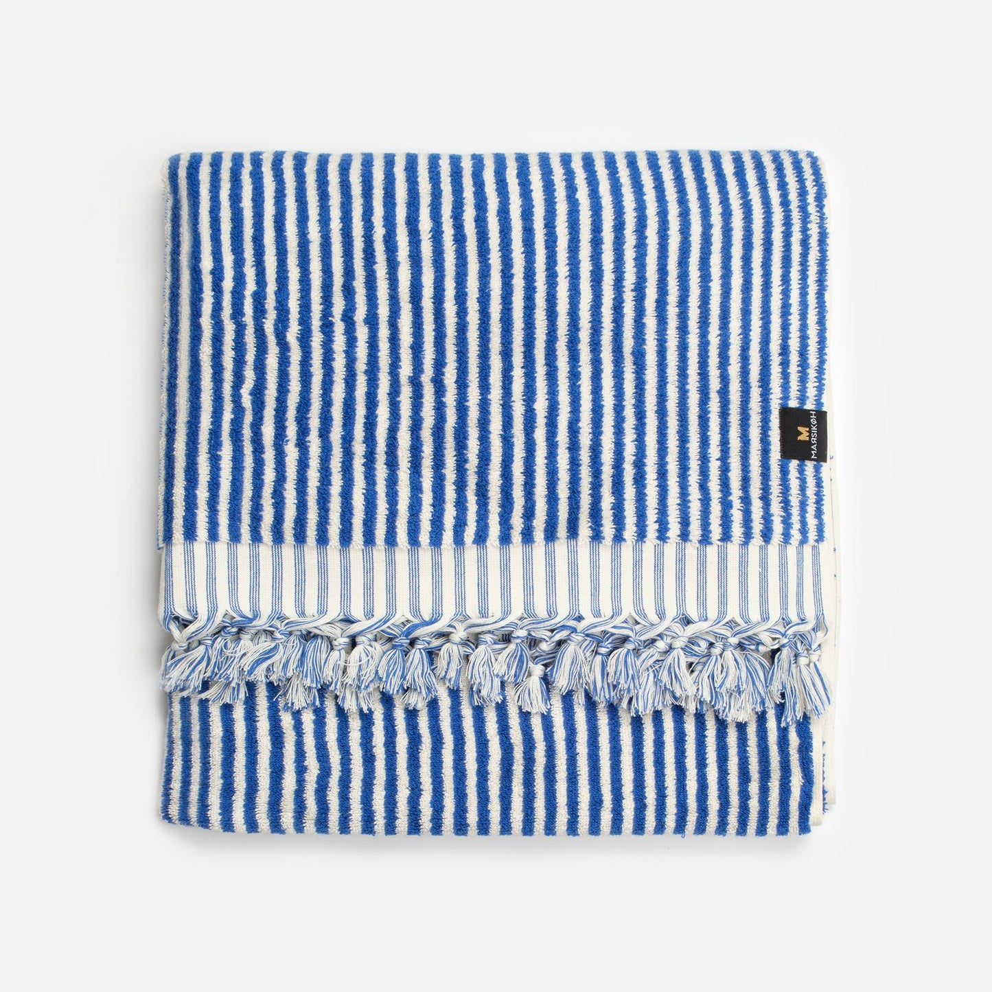 PomPom Striped Terry Beach Bath Towel / Royal Blue
