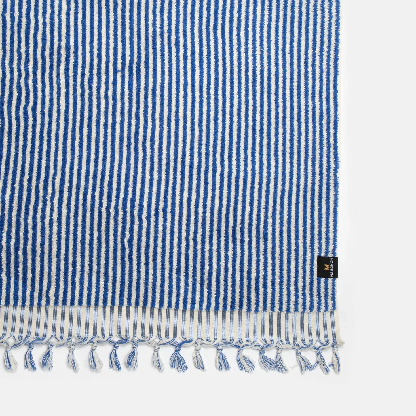 PomPom Striped Terry Beach Bath Towel / Royal Blue - Marsikoh