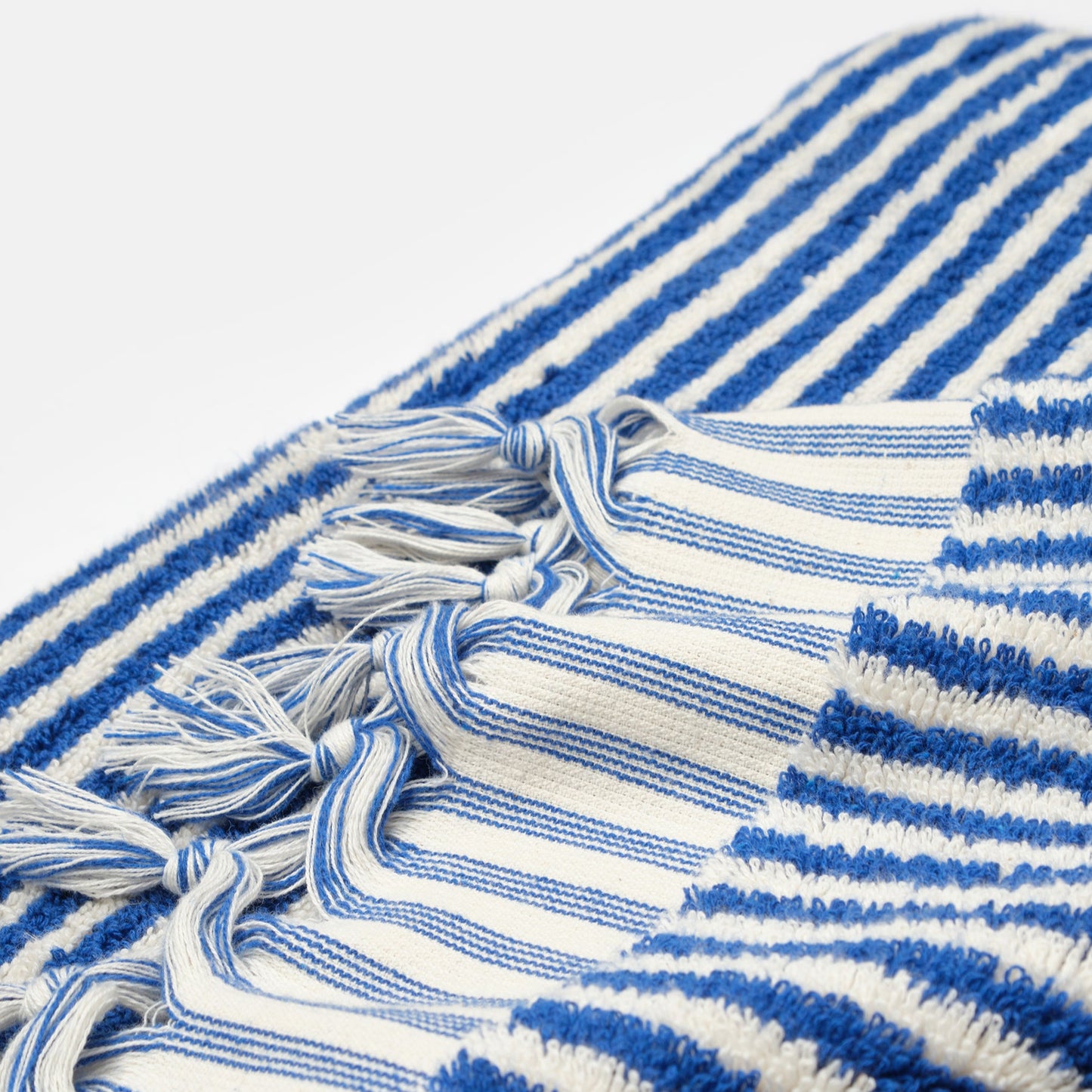 PomPom Striped Terry Beach Bath Towel / Royal Blue
