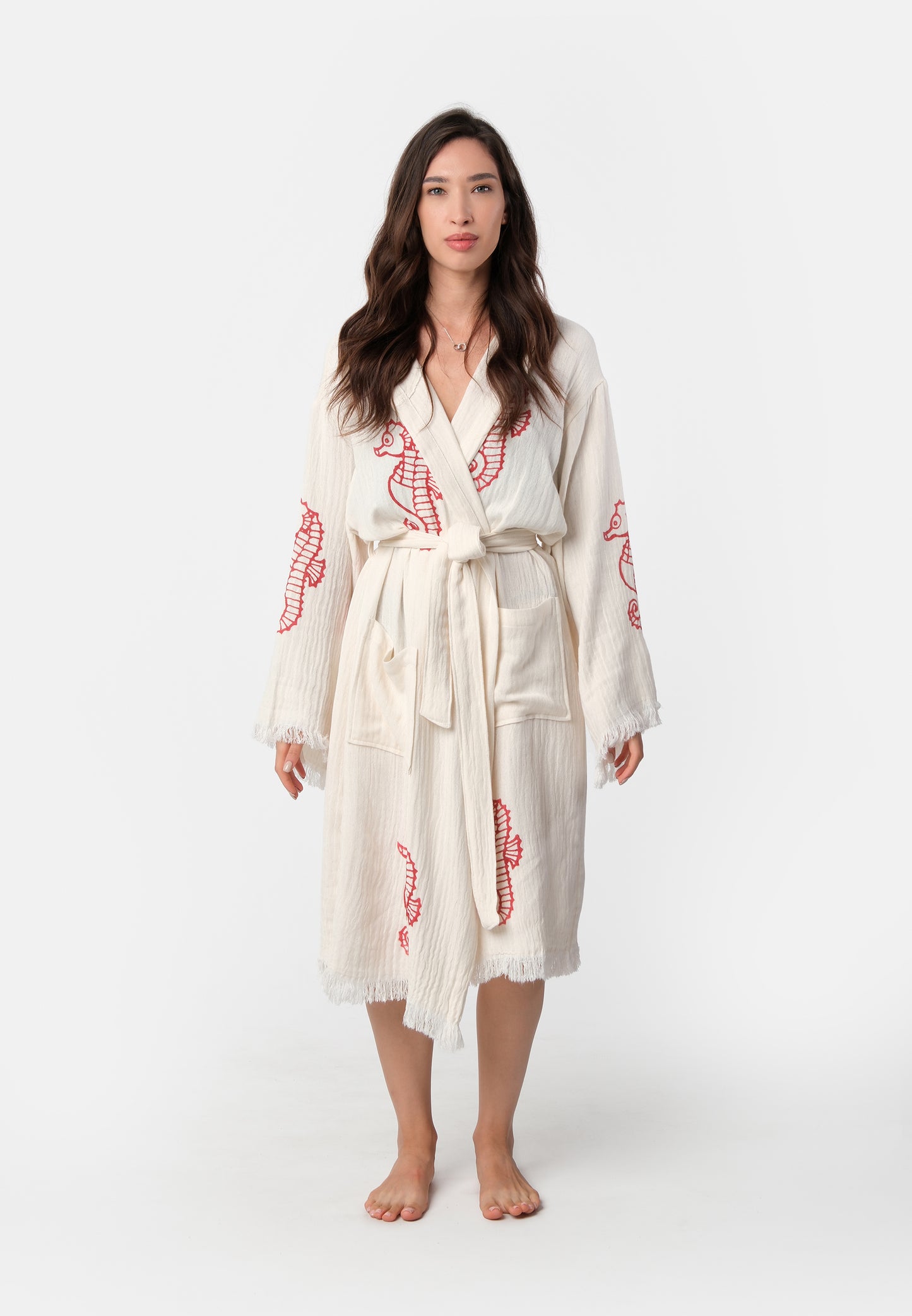 Nuvola Luxe Robe - Seahorse Red Wooden Stamp