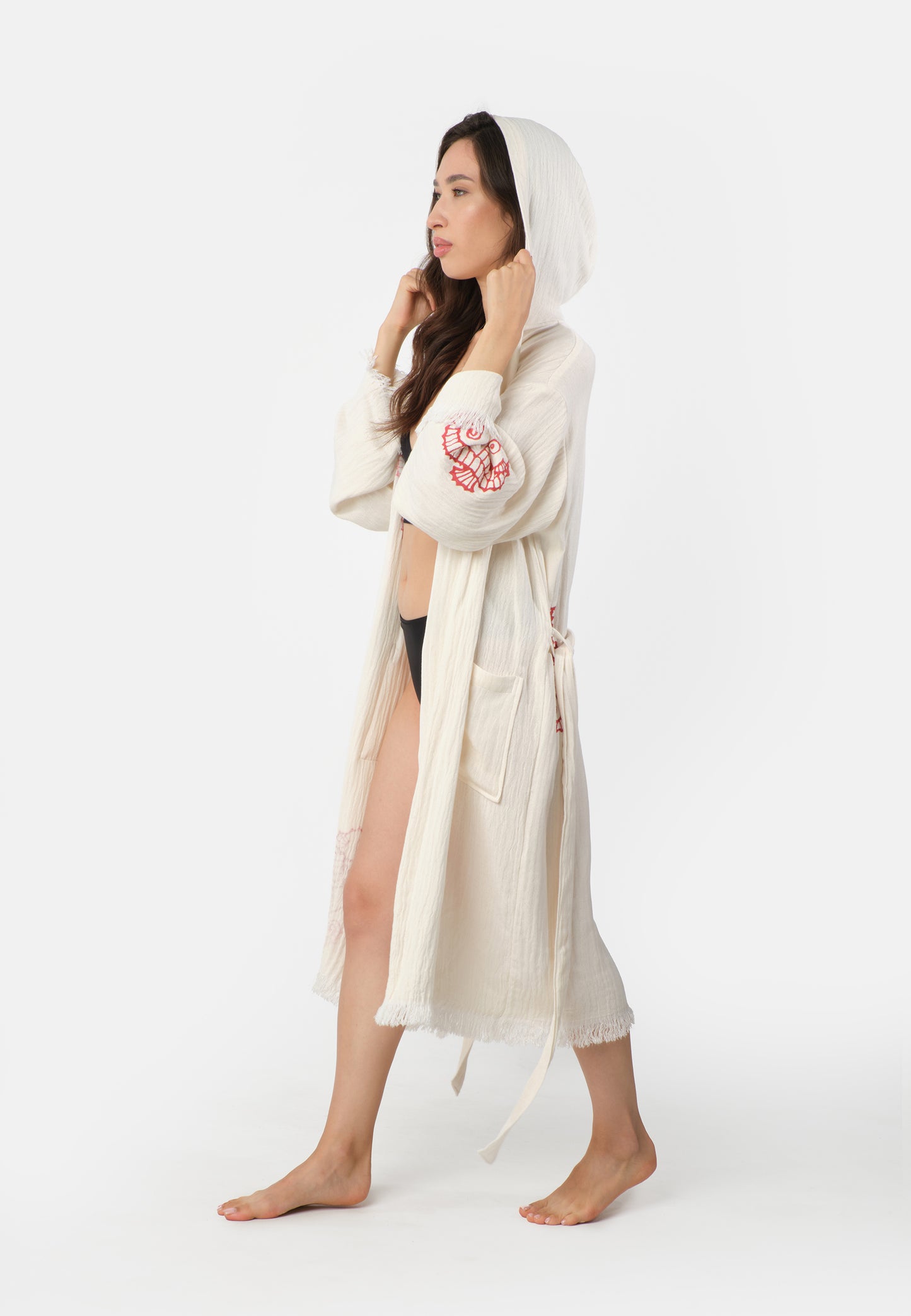 Nuvola Luxe Robe - Seahorse Red Wooden Stamp