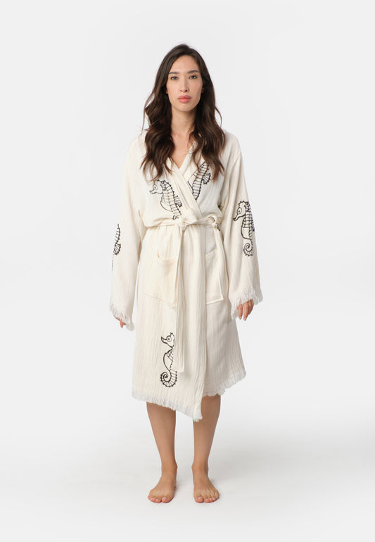 Nuvola Luxe Robe - Seahorse Black Wooden Stamp
