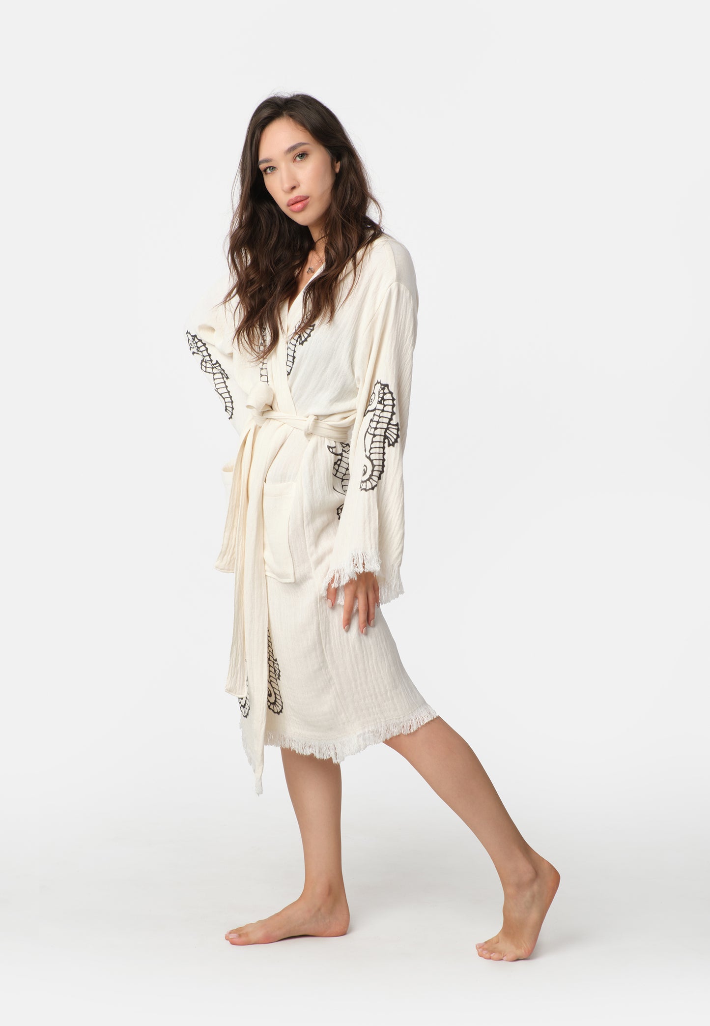 Nuvola Luxe Robe - Seahorse Black Wooden Stamp