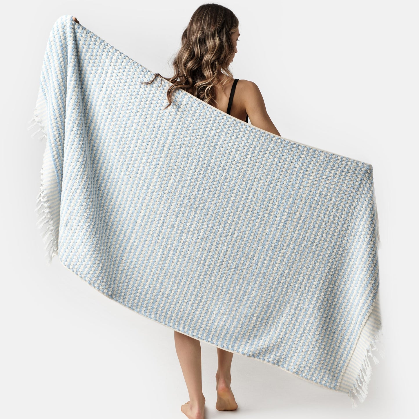 PomPom Terry Beach Bath Towel / Blue