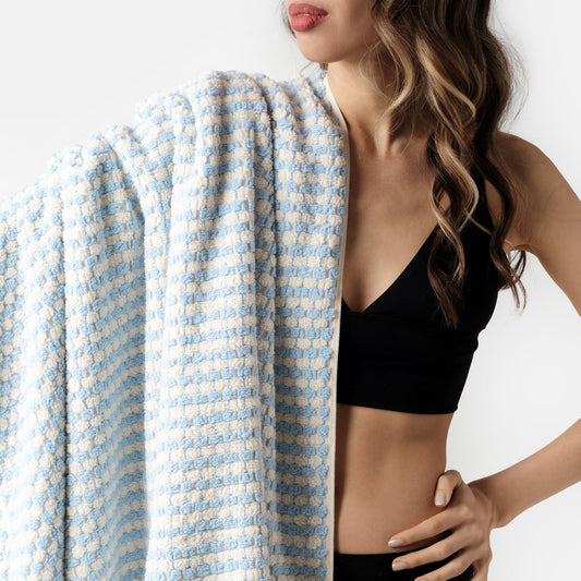 PomPom Terry Beach Bath Towel / Blue