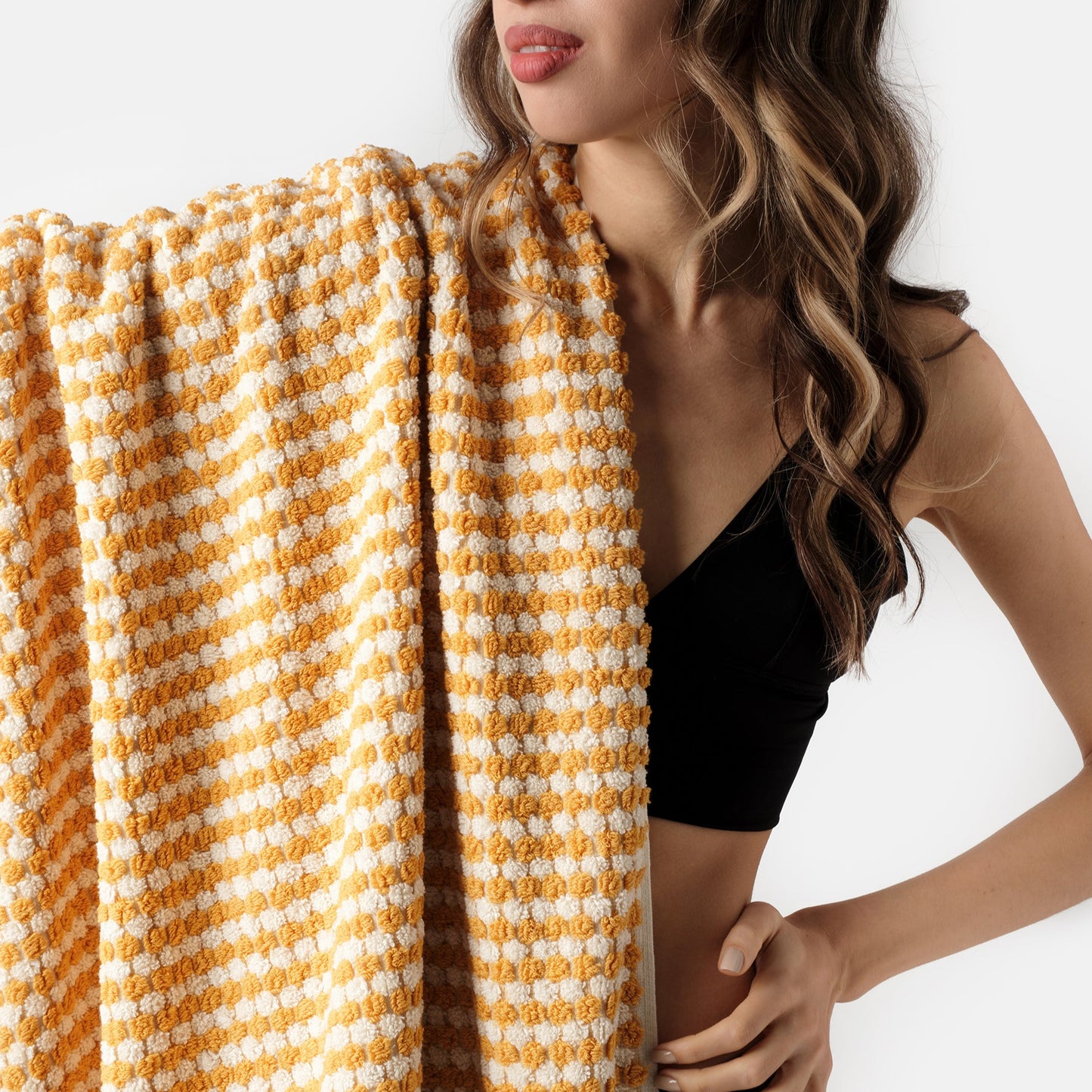 PomPom Terry Beach Bath Towel / Yellow