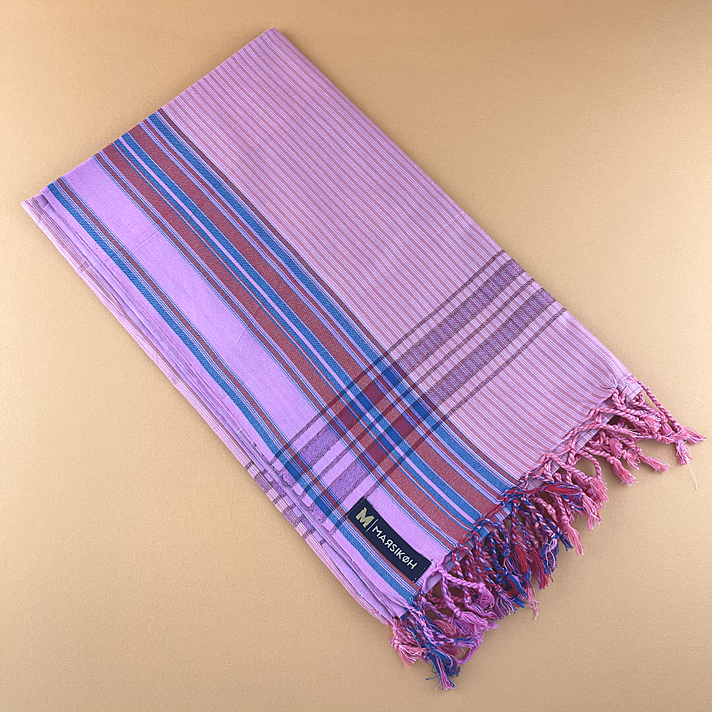 Barcellona Pareo, woven with bright lavender cotton (folded)